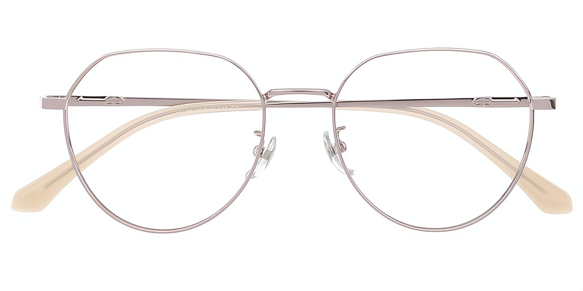 Pink Oval Elegant Metal Eyeglasses
