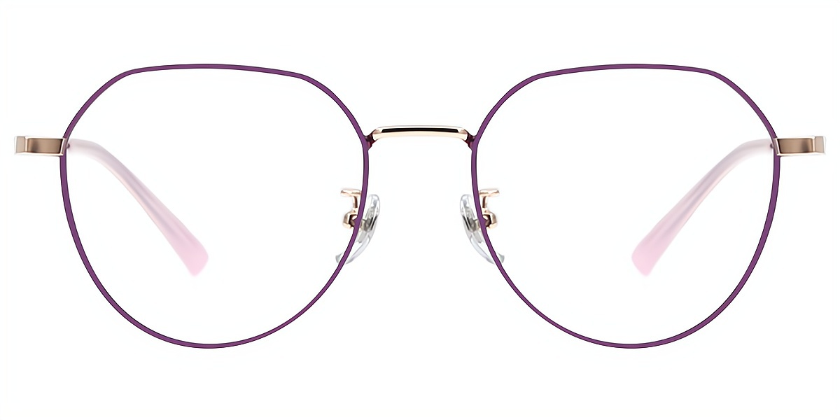 Purple Oval Elegant Metal Eyeglasses