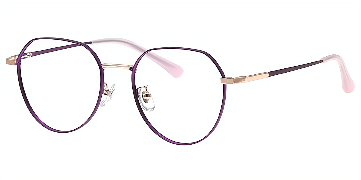 Purple Oval Elegant Metal Eyeglasses