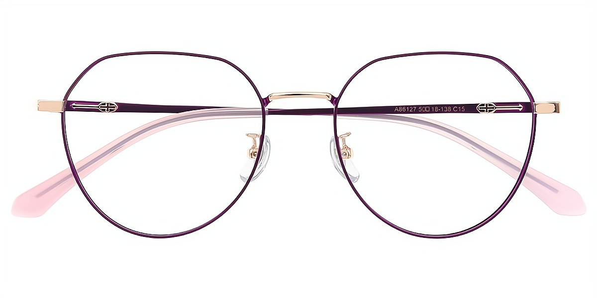 Purple Oval Elegant Metal Eyeglasses