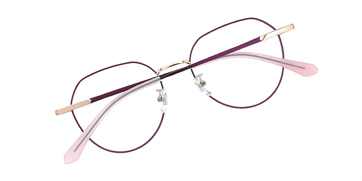 Purple Oval Elegant Metal Eyeglasses