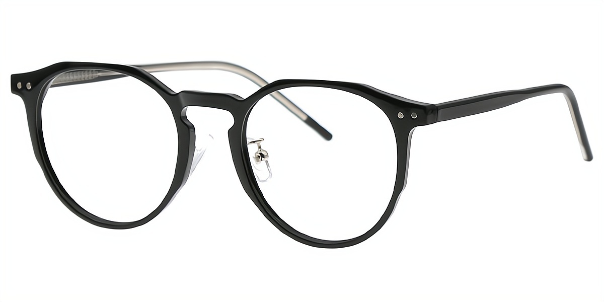 Black Oval Classic Keyhole Bridge TR90 Eyeglasses