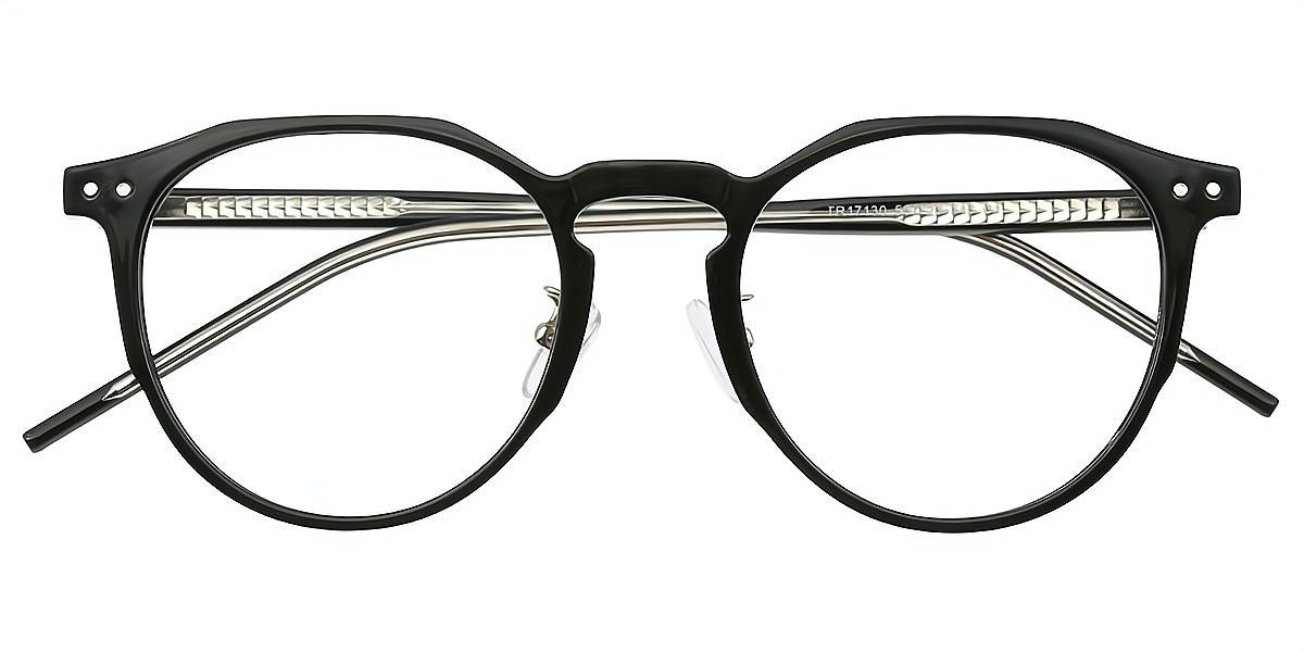 Black Oval Classic Keyhole Bridge TR90 Eyeglasses