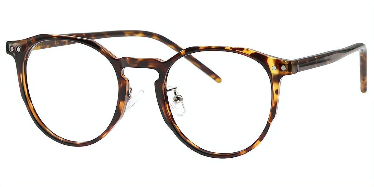 Tortoise Oval Classic Keyhole Bridge TR90 Eyeglasses