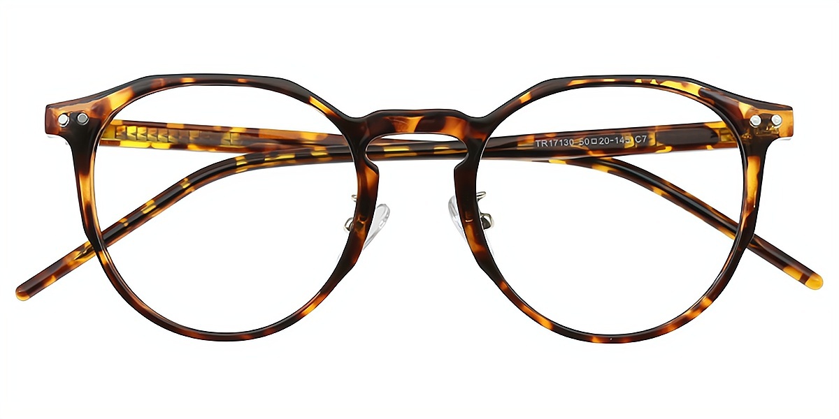 Tortoise Oval Classic Keyhole Bridge TR90 Eyeglasses