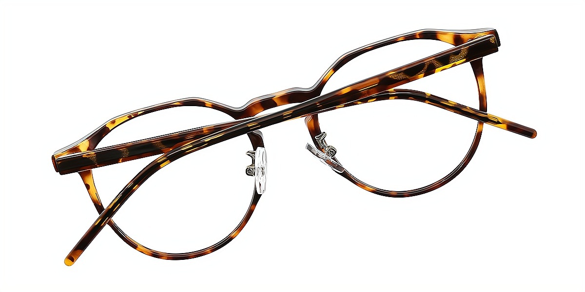 Tortoise Oval Classic Keyhole Bridge TR90 Eyeglasses