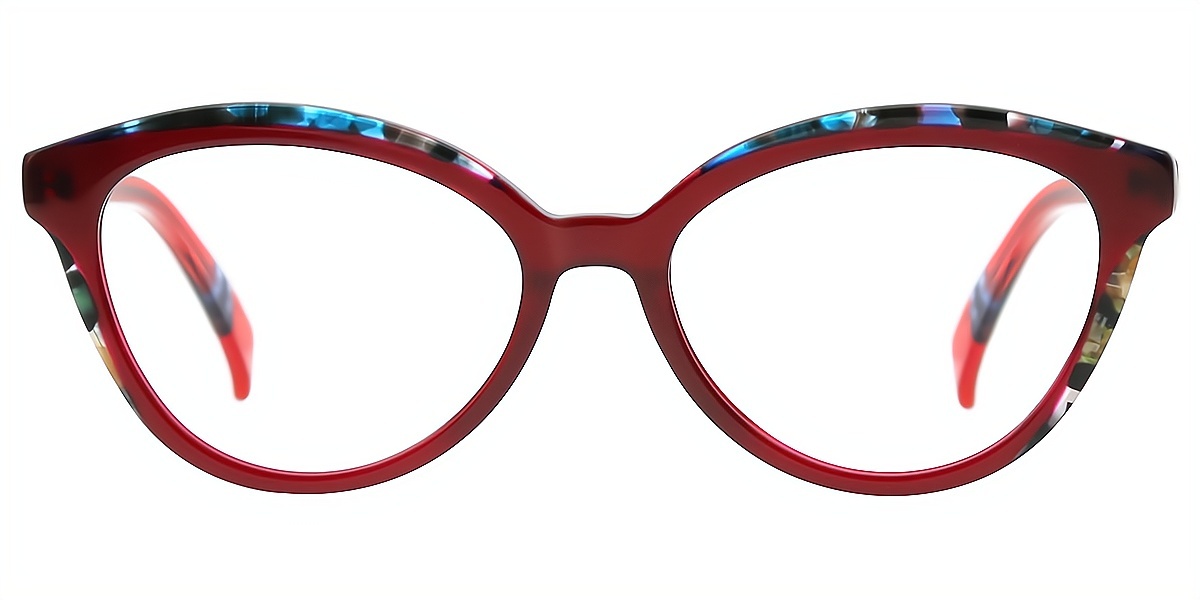 Red Cat Eye Hipster Acetate Eyeglasses