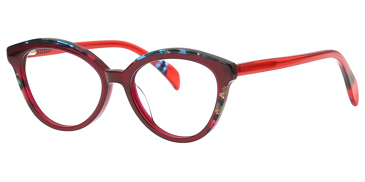 Red Cat Eye Hipster Acetate Eyeglasses