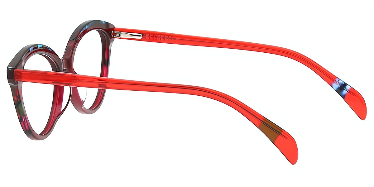 Red Cat Eye Hipster Acetate Eyeglasses