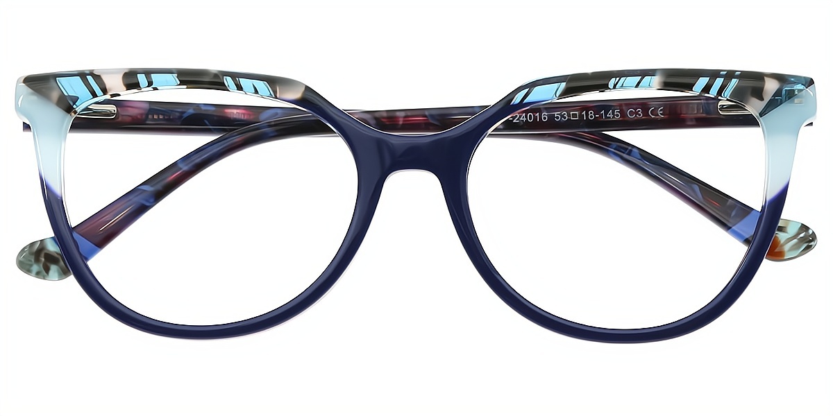 Blue Cat Eye Hipster Acetate Eyeglasses