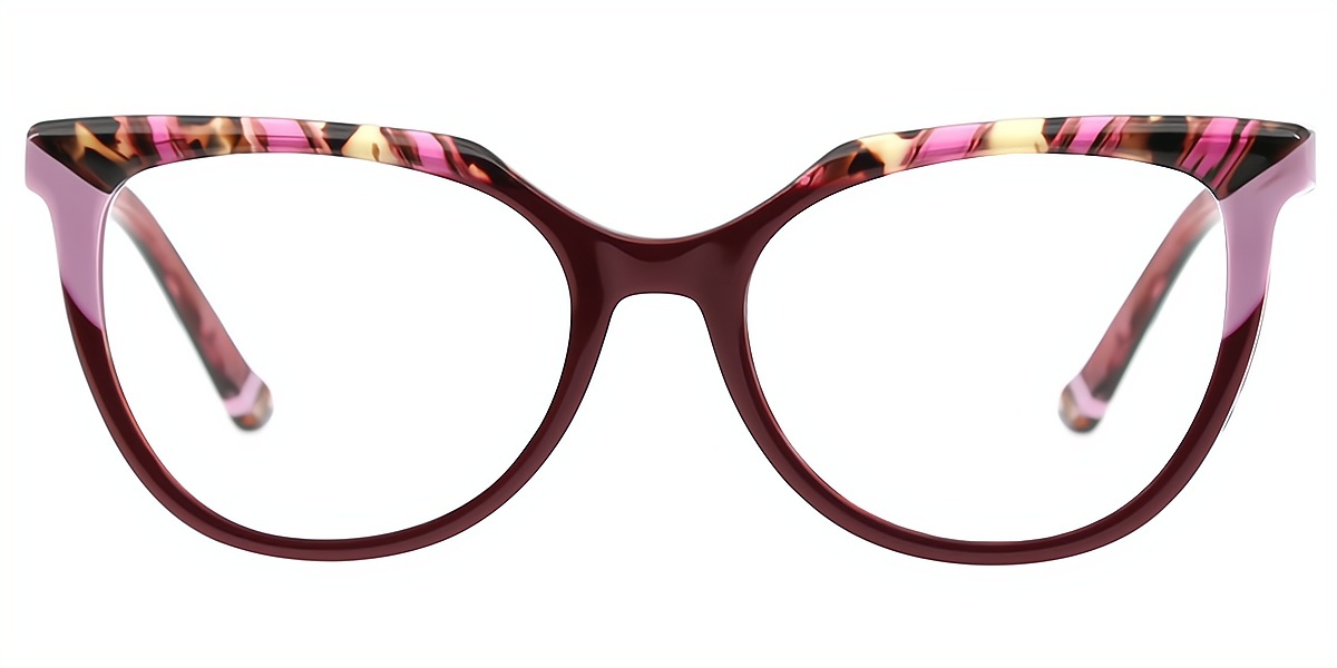 Red Cat Eye Hipster Acetate Eyeglasses