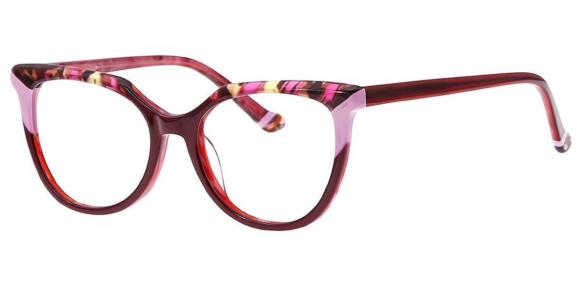 Red Cat Eye Hipster Acetate Eyeglasses