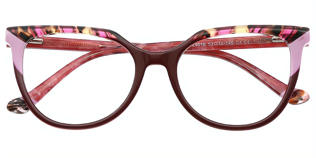 Red Cat Eye Hipster Acetate Eyeglasses