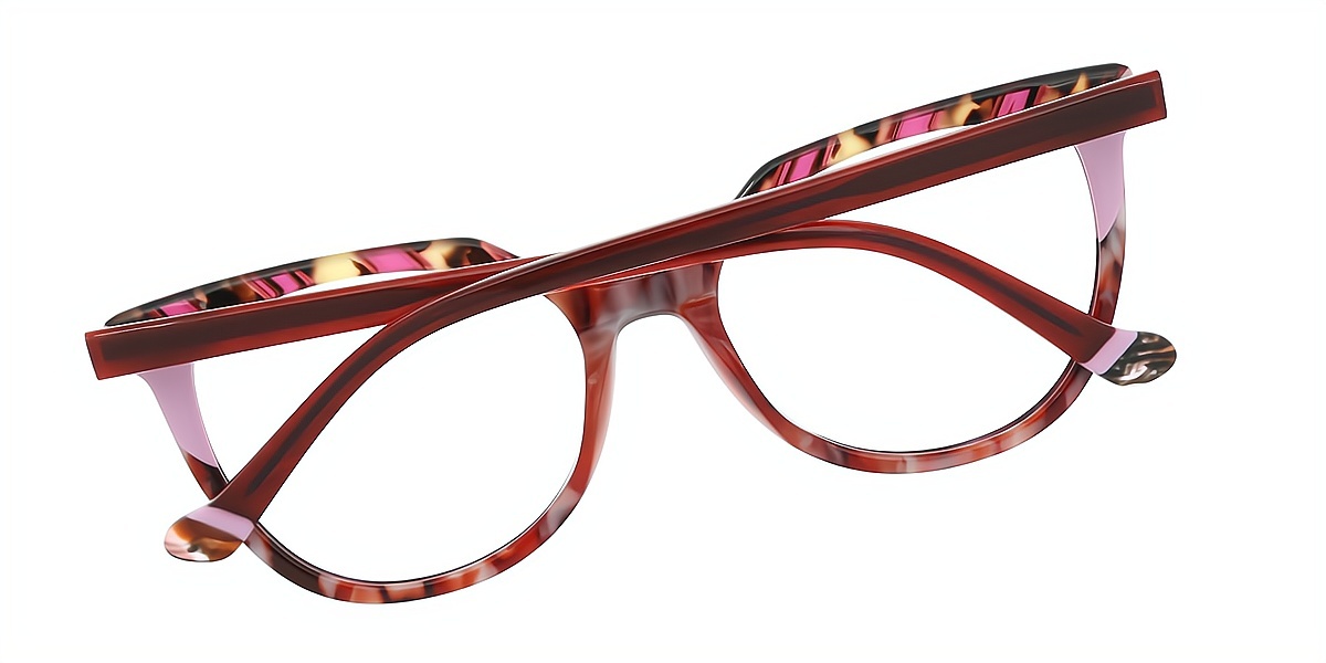 Red Cat Eye Hipster Acetate Eyeglasses