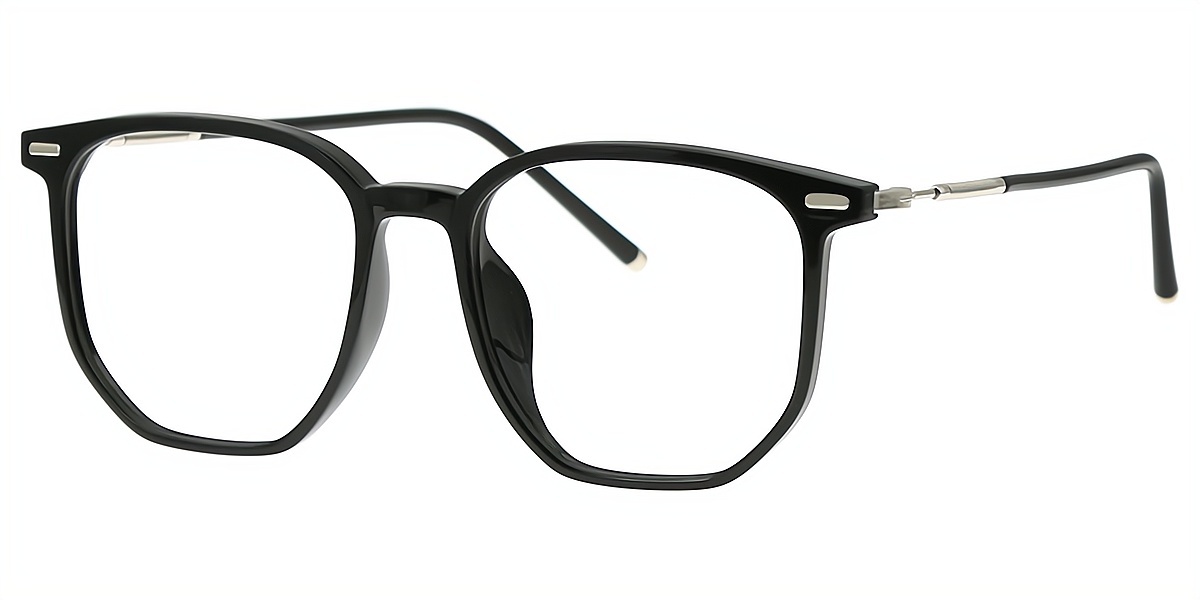 Black Geometric Simple TR90 Eyeglasses