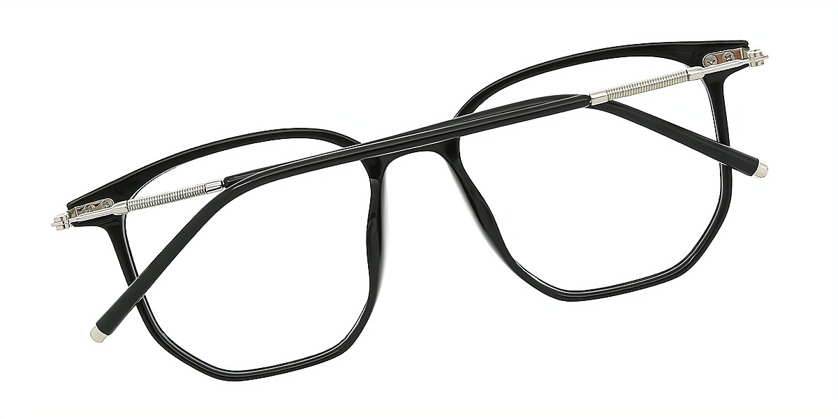 Black Geometric Simple TR90 Eyeglasses