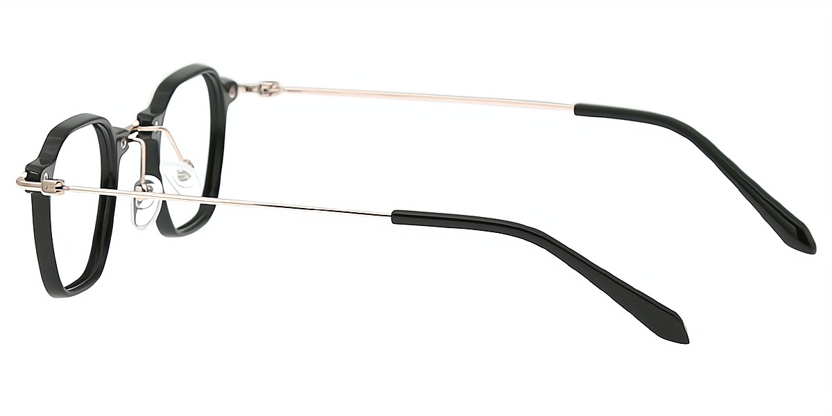 Black Geometric Retro Mixed Materials Eyeglasses