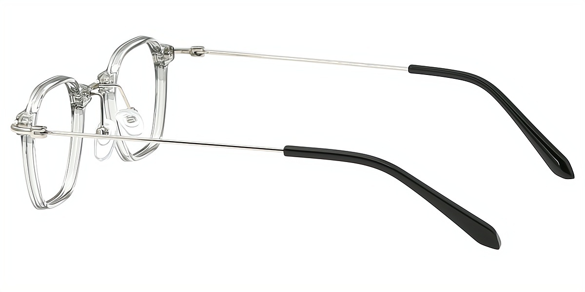 Gray Geometric Retro Mixed Materials Eyeglasses