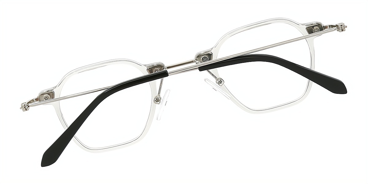 Gray Geometric Retro Mixed Materials Eyeglasses