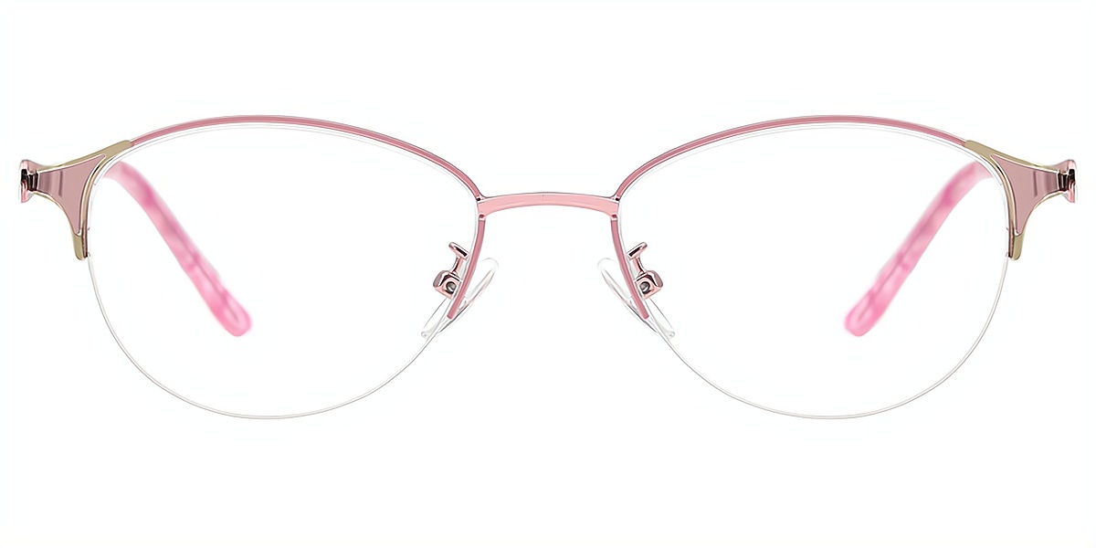 Pink Oval Exquisite Metal Eyeglasses