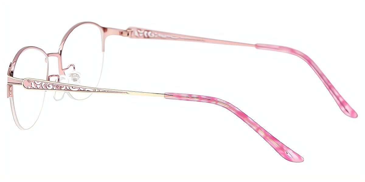 Pink Oval Exquisite Metal Eyeglasses