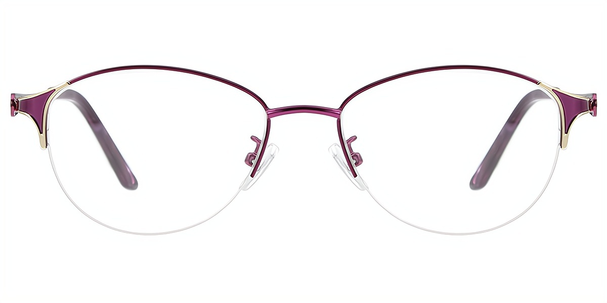 Purple Oval Exquisite Metal Eyeglasses