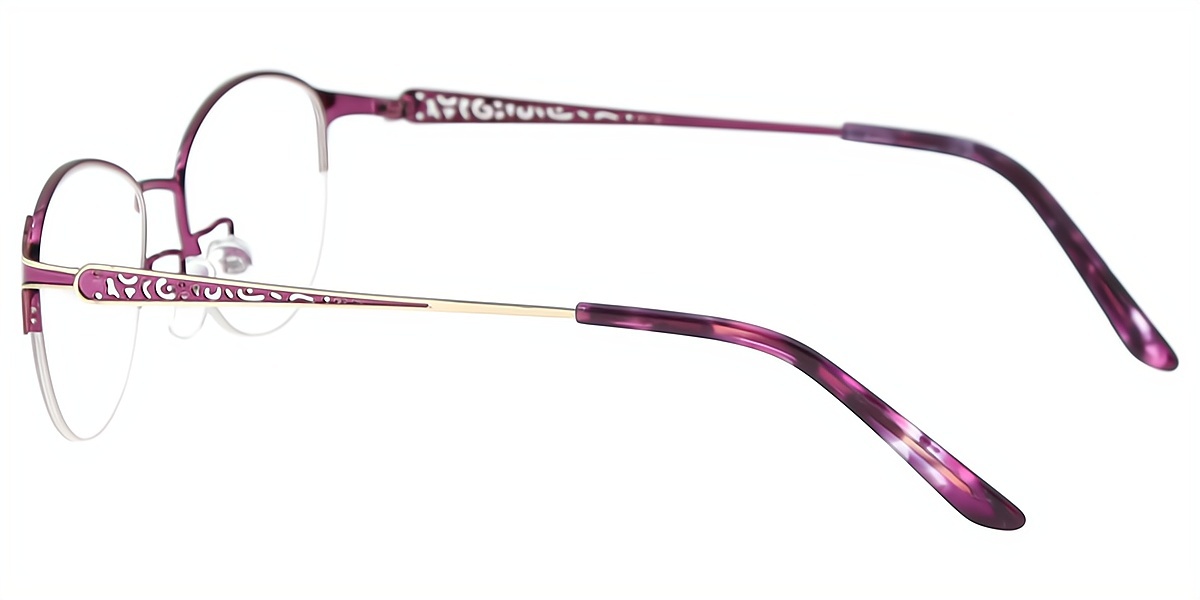 Purple Oval Exquisite Metal Eyeglasses