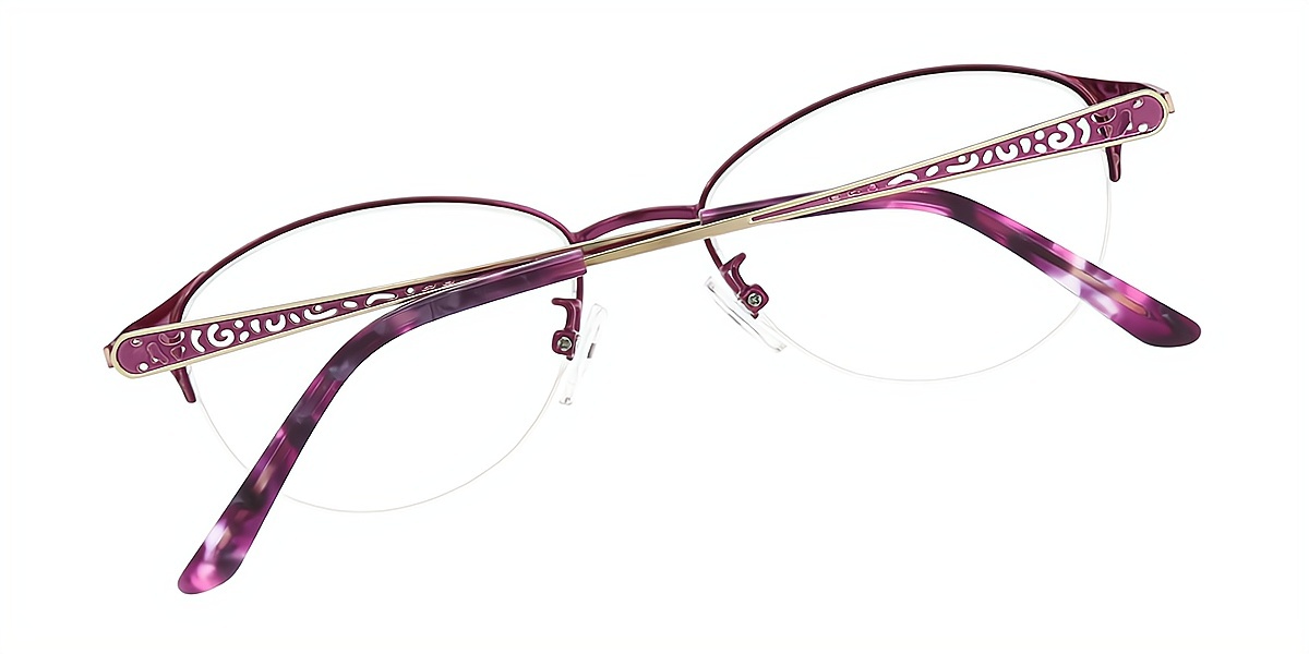 Purple Oval Exquisite Metal Eyeglasses