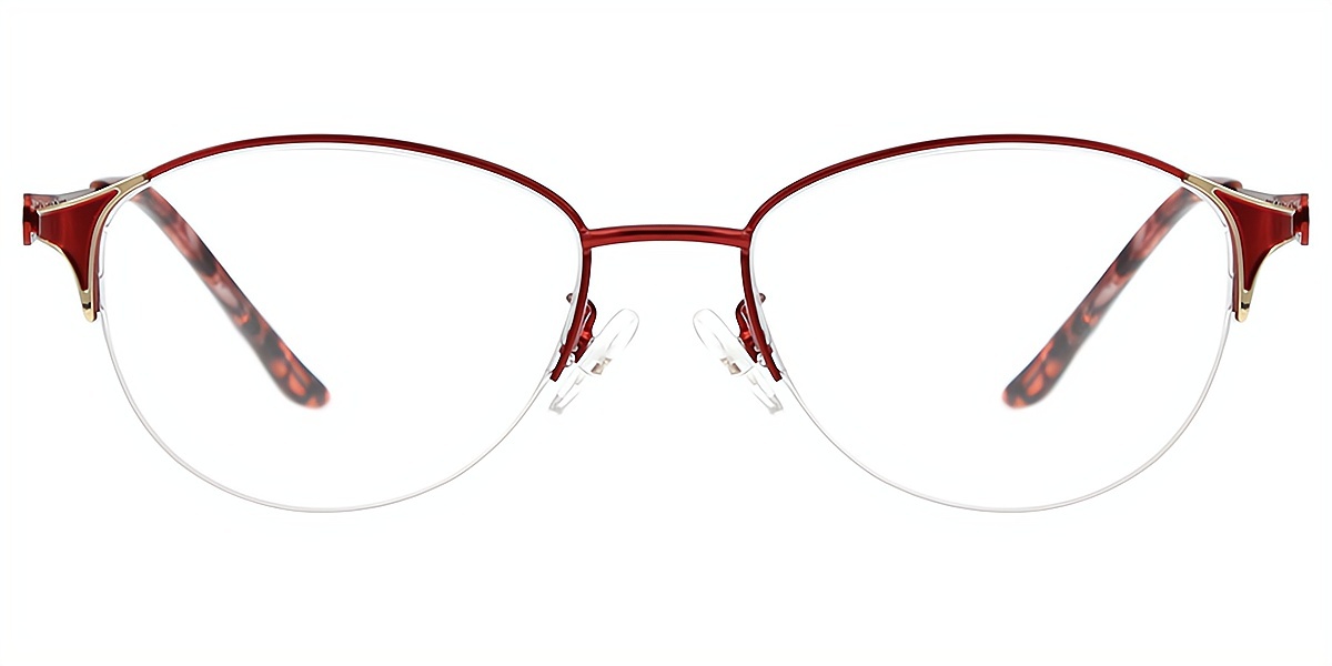 Red Oval Exquisite Metal Eyeglasses