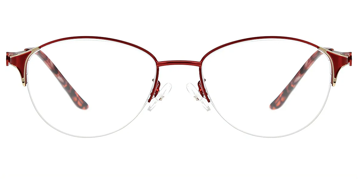 Red Oval Exquisite Metal Eyeglasses