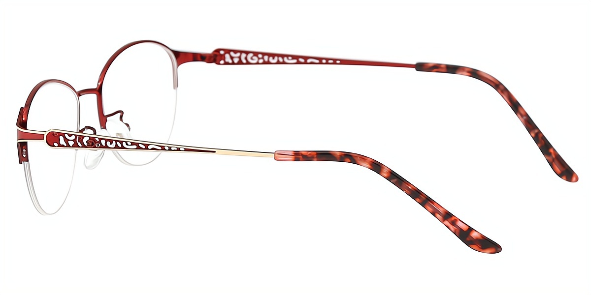 Red Oval Exquisite Metal Eyeglasses