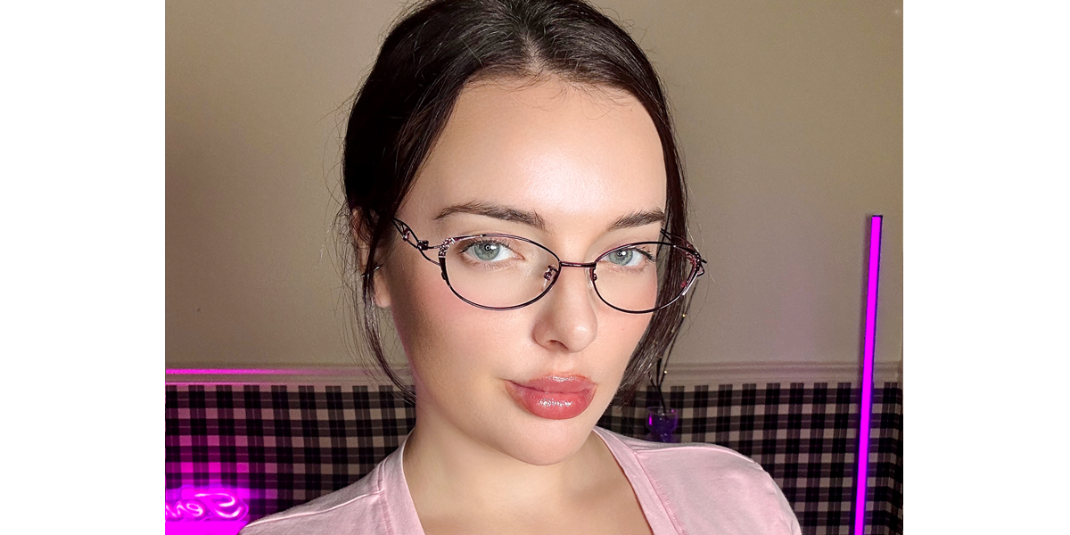 Purple Oval Ornate Metal Eyeglasses