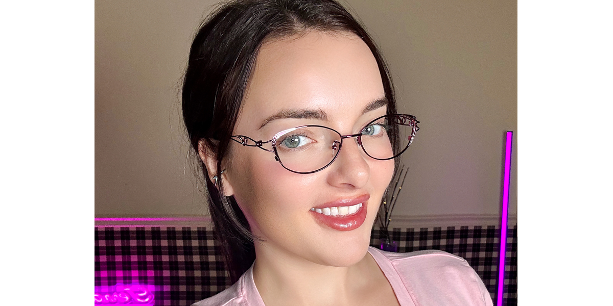 Purple Oval Ornate Metal Eyeglasses