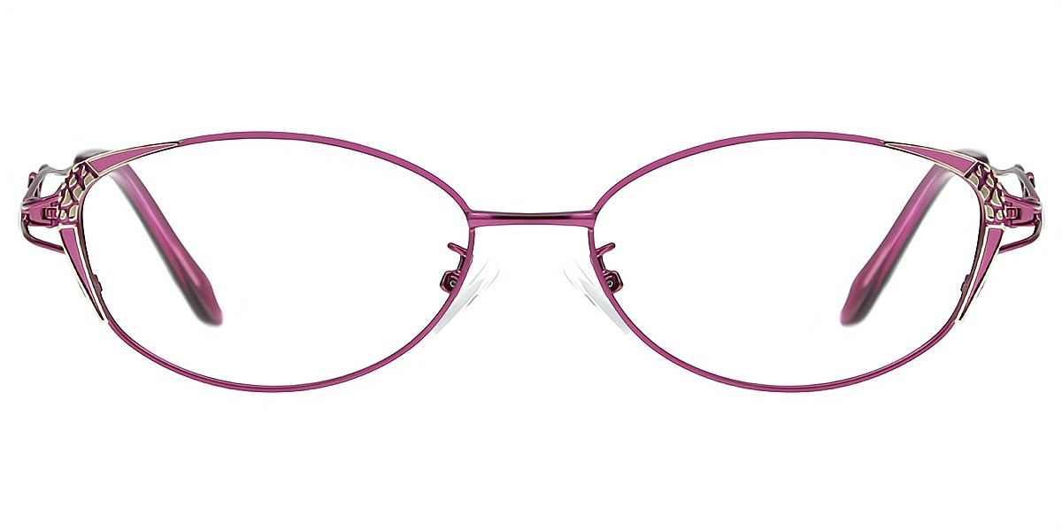 Purple Oval Ornate Metal Eyeglasses