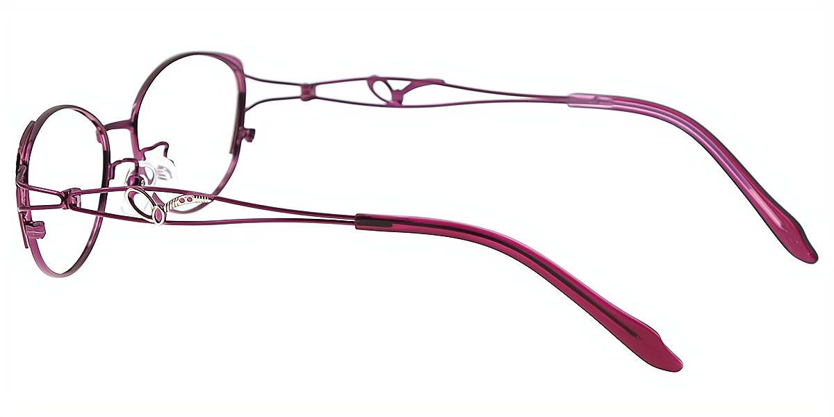 Purple Oval Ornate Metal Eyeglasses