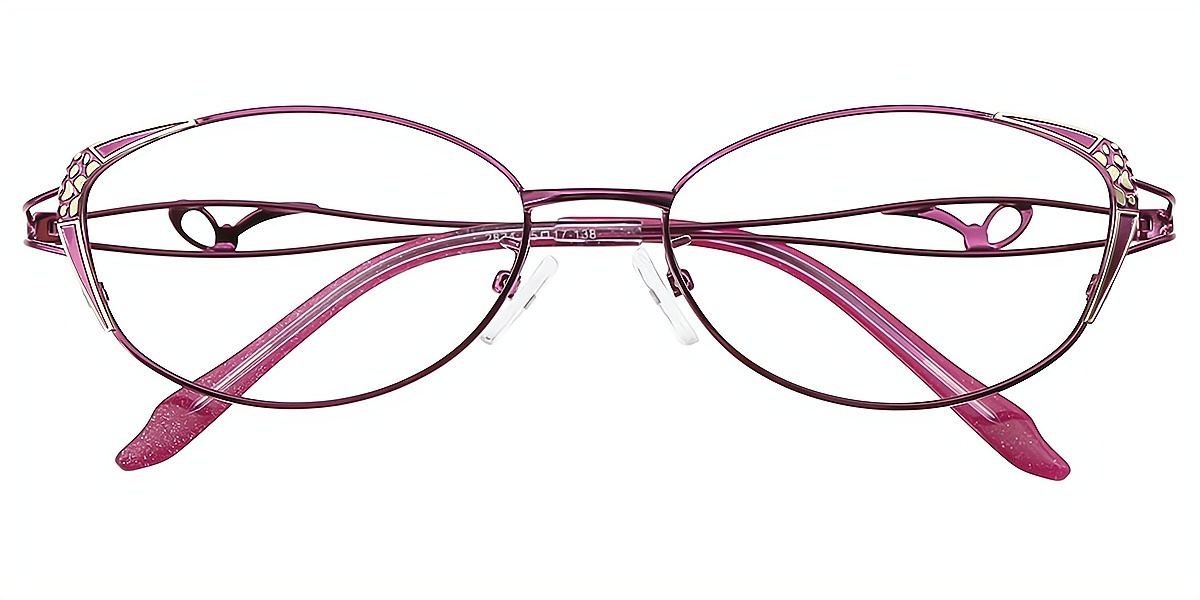 Purple Oval Ornate Metal Eyeglasses