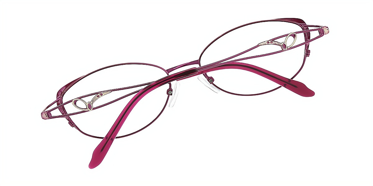 Purple Oval Ornate Metal Eyeglasses