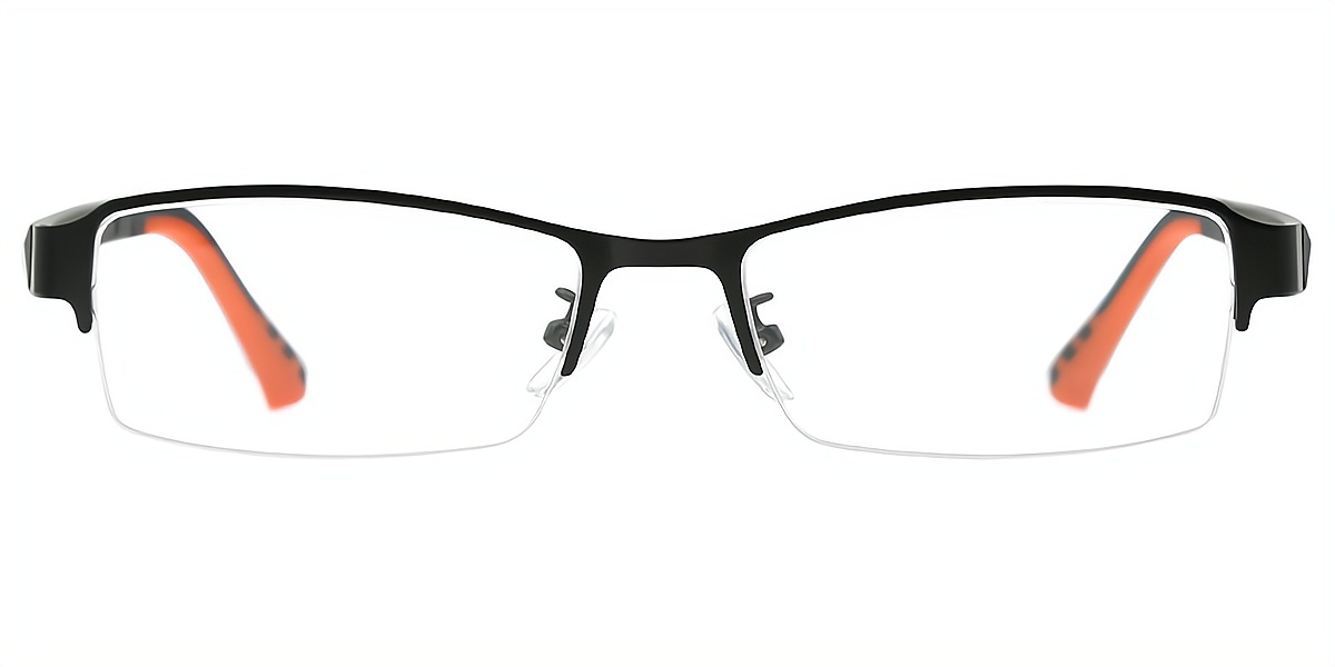 Black Rectangle Classic Mixed Materials Eyeglasses