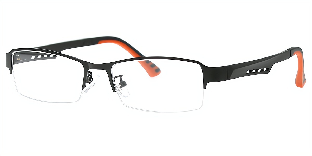 Black Rectangle Classic Mixed Materials Eyeglasses