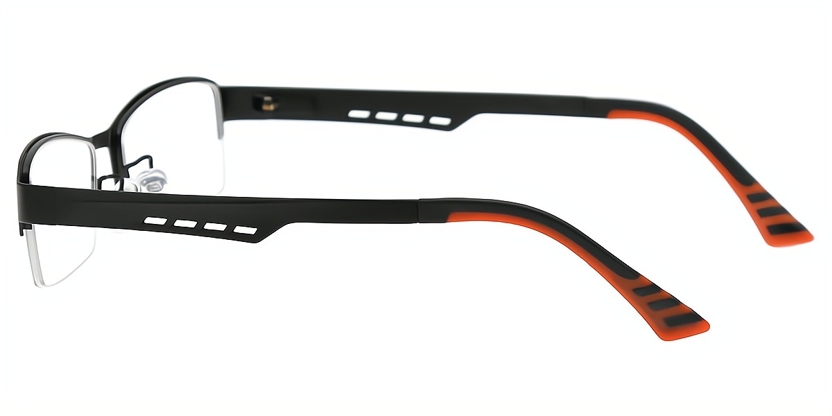 Black Rectangle Classic Mixed Materials Eyeglasses