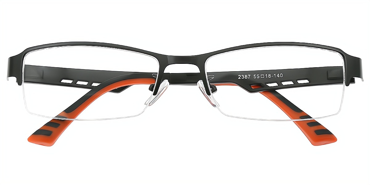 Black Rectangle Classic Mixed Materials Eyeglasses