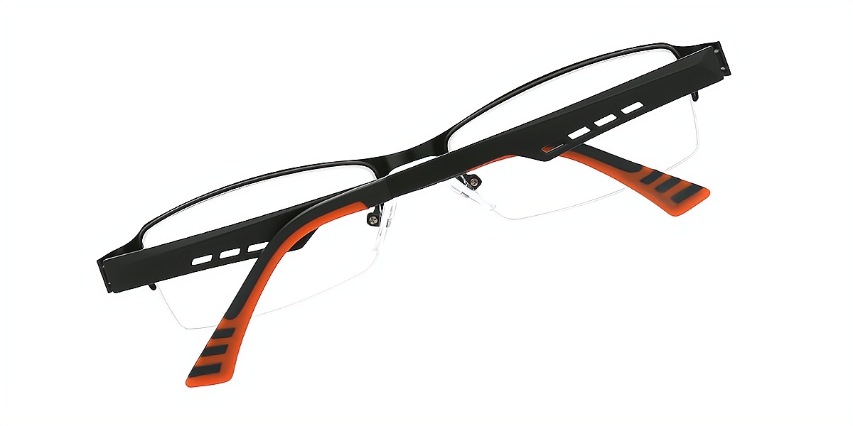 Black Rectangle Classic Mixed Materials Eyeglasses