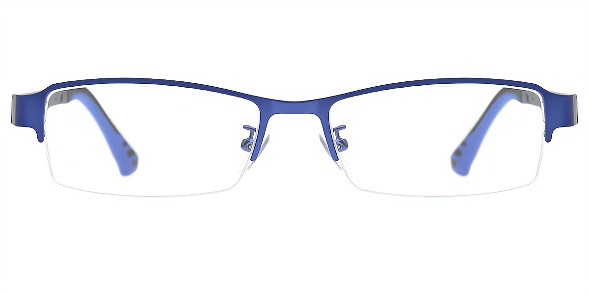 Blue Rectangle Classic Mixed Materials Eyeglasses