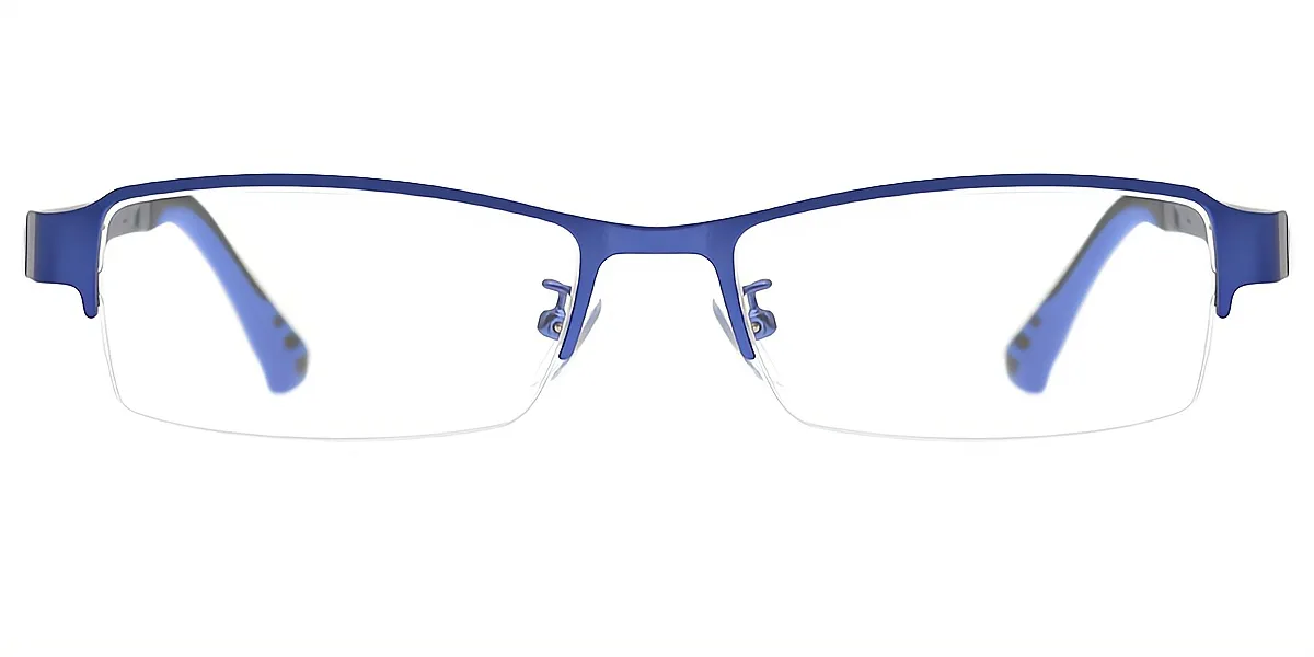 Blue Rectangle Classic Mixed Materials Eyeglasses