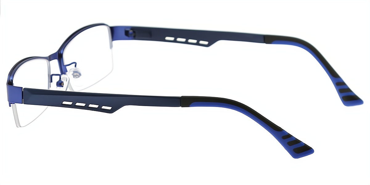 Blue Rectangle Classic Mixed Materials Eyeglasses