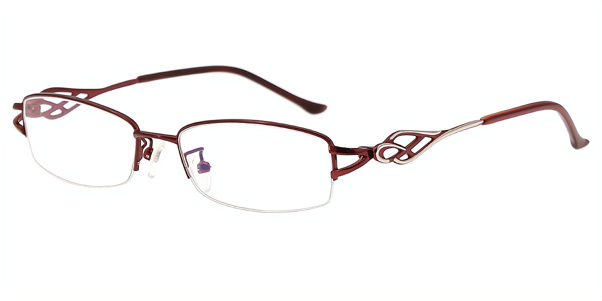 Red Rectangle Elaborate Metal Eyeglasses