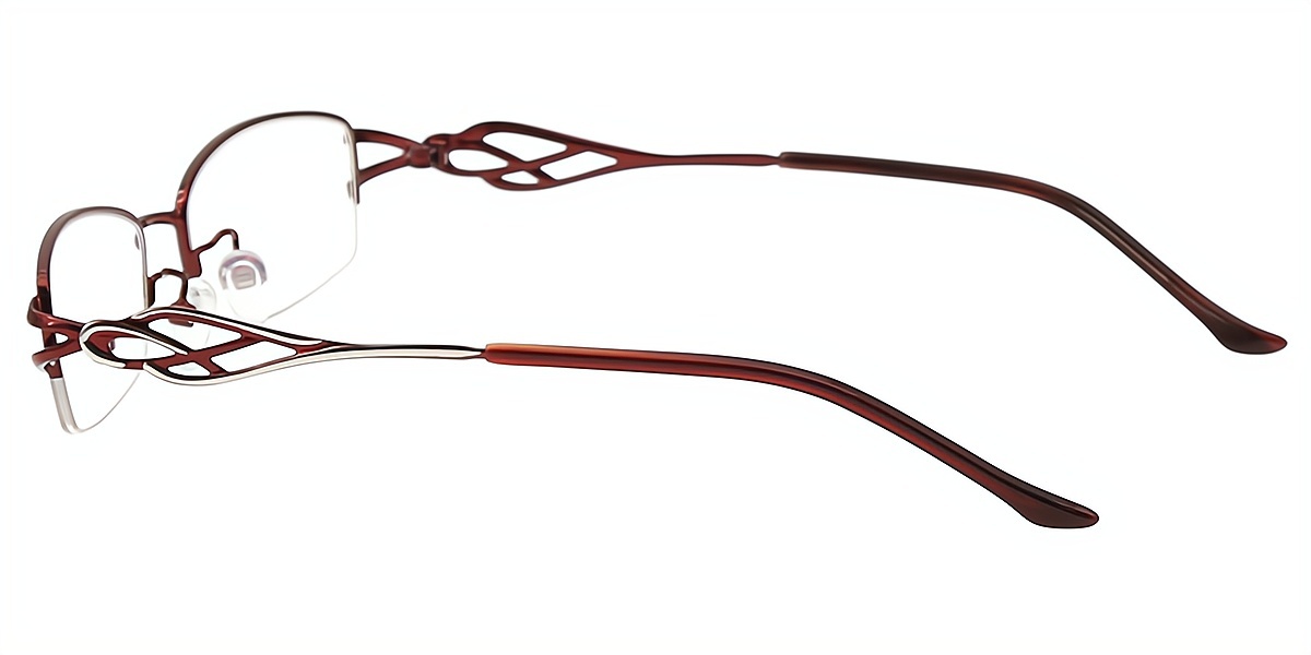 Red Rectangle Elaborate Metal Eyeglasses