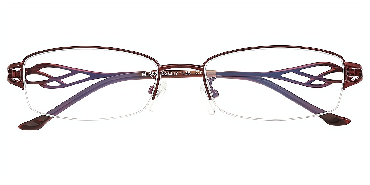 Red Rectangle Elaborate Metal Eyeglasses