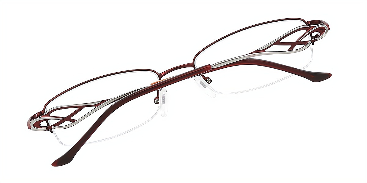 Red Rectangle Elaborate Metal Eyeglasses