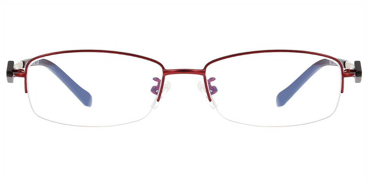 Red Rectangle Elaborate Metal Eyeglasses